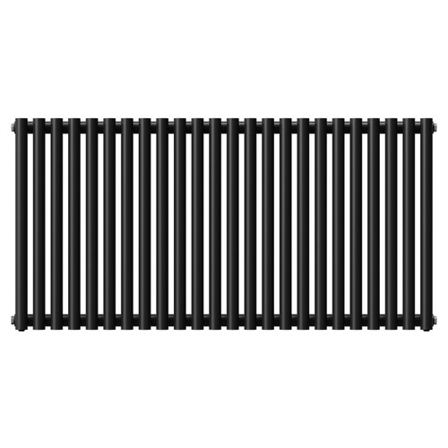 Sofia Horizontal Matt Black Single Panel Radiator Front View