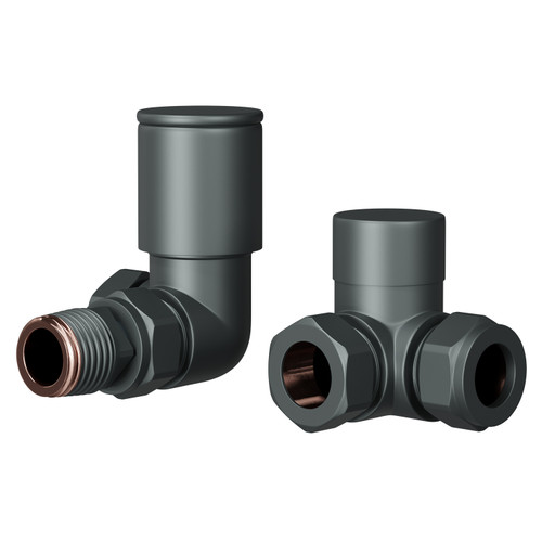 Alves Round Anthracite Corner Radiator Valves Right Hand Side View