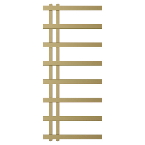 Alcudia Brushed Brass 1150mm x 500mm Heated Towel Rail Front View