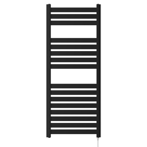 Cadiz Matt Black Flat Panel Electric Heated Towel Rail Front View