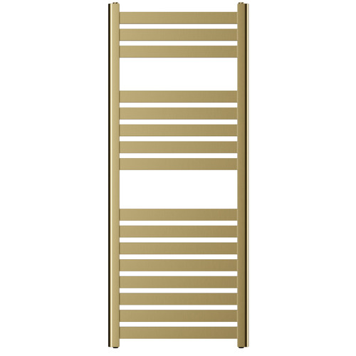 Cadiz Brushed Brass Flat Panel Heated Towel Rail Front View