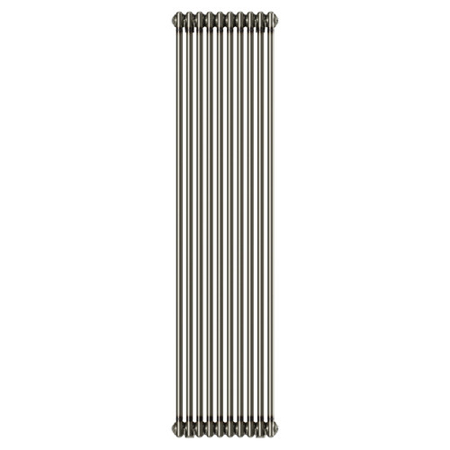 Copenhagen Vertical Raw Metal Double Column Radiator Front View