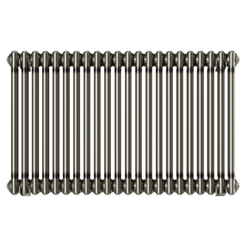 Copenhagen Horizontal Raw Metal Double Column Radiator Front View
