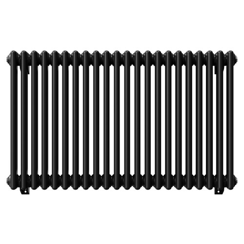 Copenhagen Horizontal Matt Black Triple Column Radiator Front View