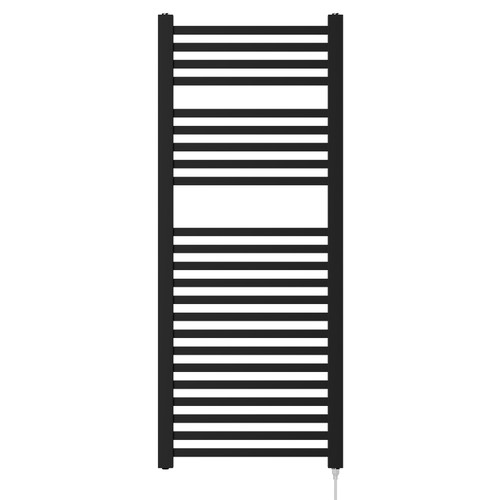 Girona Matt Black Square Bar Electric Heated Towel Rail Front View