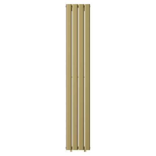Hannover Vertical Brushed Brass Single Panel Radiator Front View