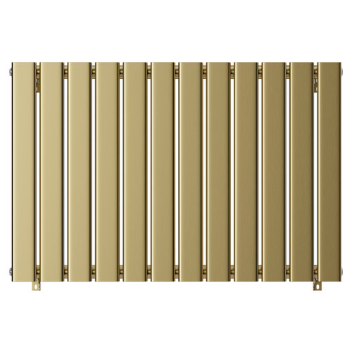 Hannover Horizontal Brushed Brass Single Panel Radiator Front View