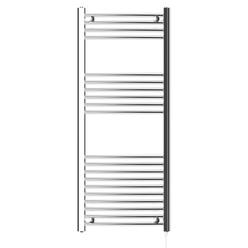 Malmo Chrome Round Bar Electric Heated Towel Rail Front View