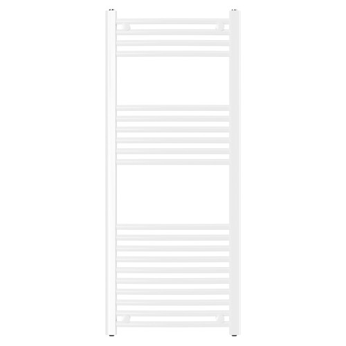Malmo White Round Bar Heated Towel Rail Front View