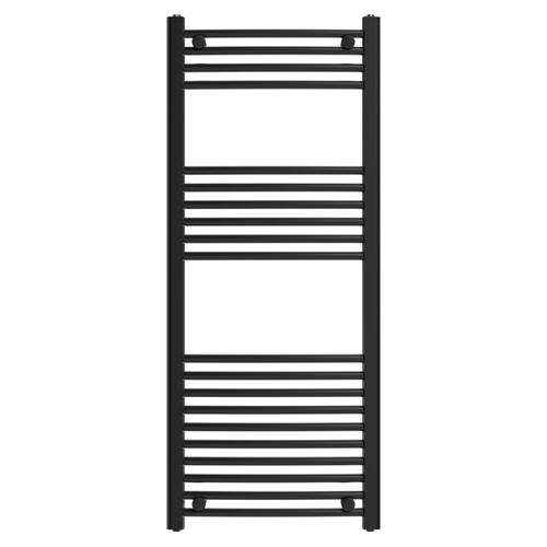 Malmo Matt Black Round Bar Heated Towel Rail Front View