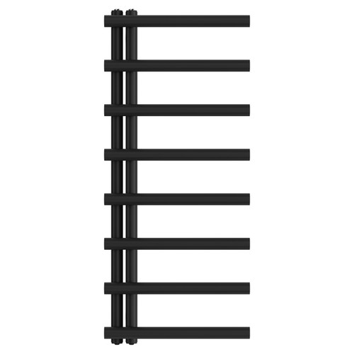 Madrid Matt Black Round Bar Heated Towel Rail Front View