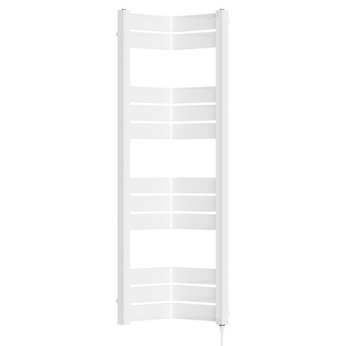 Meribel White Curved Corner Electric Heated Towel Rail Front View