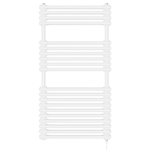 Halle White Vertical Double Column Electric Heated Towel Rail Front View