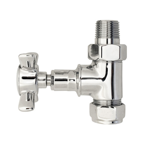 Old London Chrome Victorian Cross Head Straight Radiator Valves - HT379 Front View