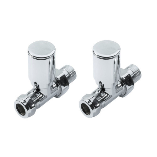 Kartell Modern Chrome Straight Radiator Valves - KART-STR Front View