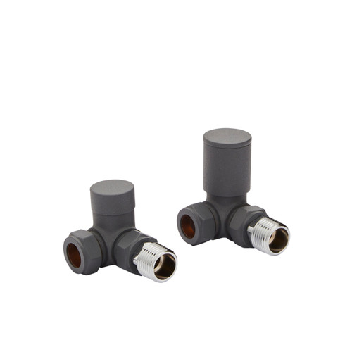 Kartell Modern Textured Grey Straight Radiator Valves - GREY-STR Front View