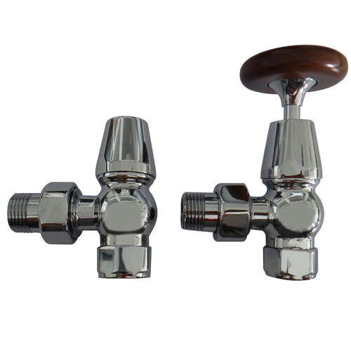 Kartell Chrome Angled Radiator Valves - TRAD-ANG-C Front View