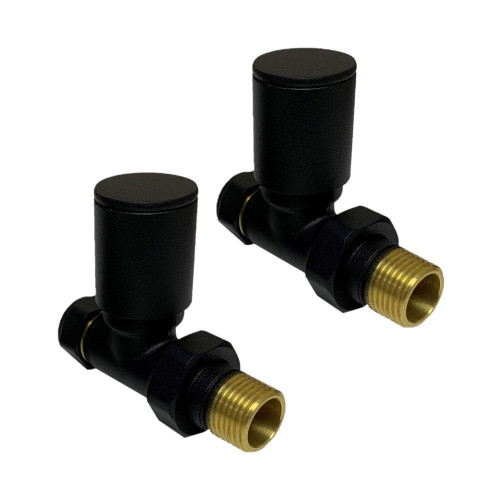 Kartell Black Straight Radiator Valves - BLACK-STR Front View