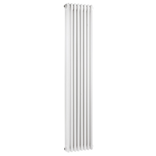 Old London Colosseum Gloss White Vertical Triple Column Radiator Front View