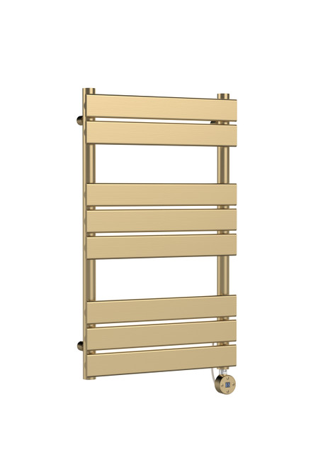 Nuie Brushed Brass Flat Bar Electric Heated Towel Rail