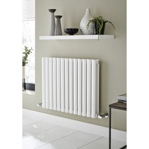 Kartell Aspen White Horizontal Double Panel Radiator Front View