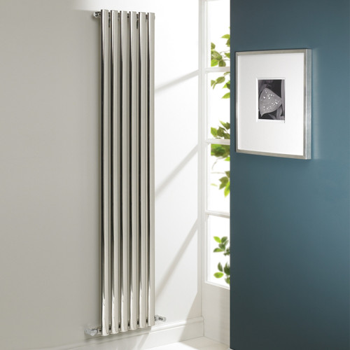 Kartell Aspen Stainless Steel Vertical Double Panel Radiator Front View