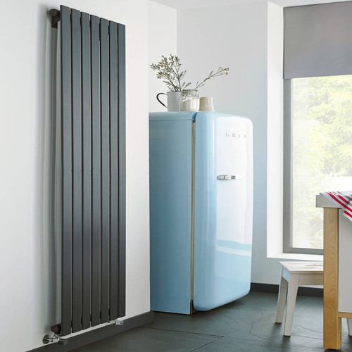 Kartell Boston Anthracite Vertical Single Panel Radiator Front View