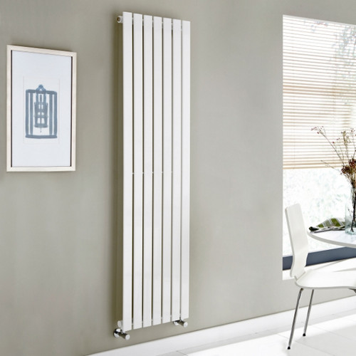Kartell Boston White Vertical Single Panel Radiator Front View