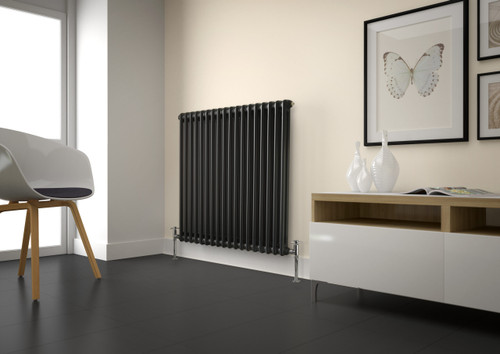 Kartell Laser Klassic Anthracite 600mm Double Column Radiator Front View