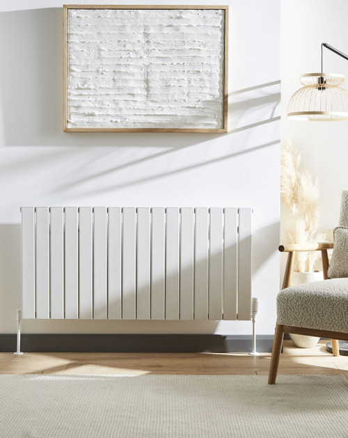 Kartell Victoria White Horizontal Single Panel Radiator Front View