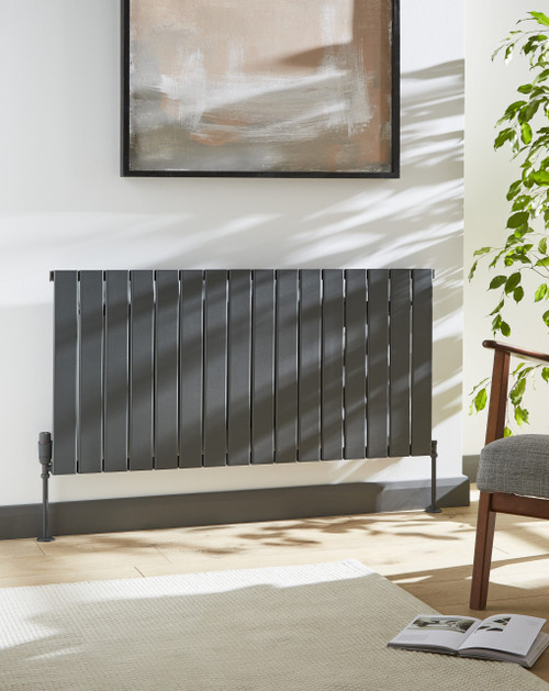 Kartell Victoria Grey Horizontal Double Panel Radiator Front View