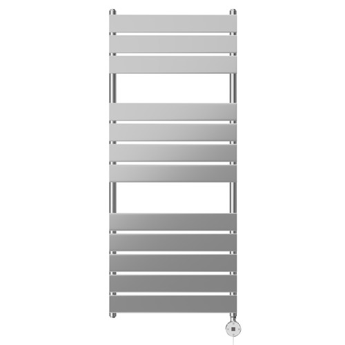 Athens Chrome Flat Panel Digital Thermostatic Electric Heated Towel Rail Front View