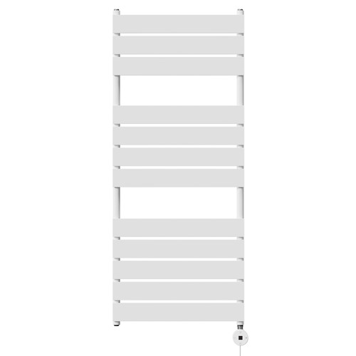 Athens White Flat Panel Digital Thermostatic Electric Heated Towel Rail Front View