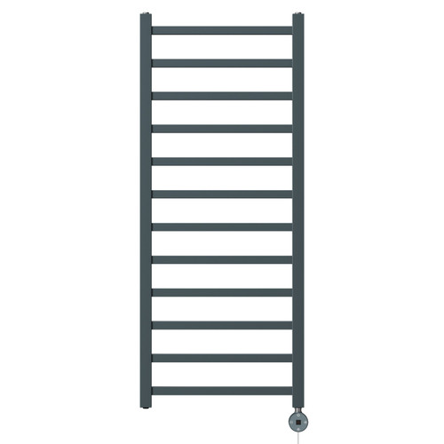Breda Anthracite Square Bar Digital Thermostatic Electric Heated Ladder Rail Front View
