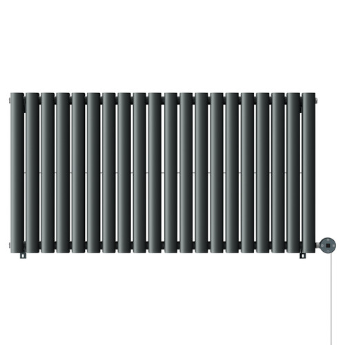 Bruges Horizontal Anthracite Digital Thermostatic Electric Double Panel Radiator Front View