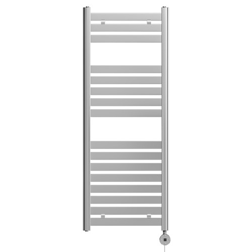 Cadiz Chrome Flat Panel Digital Thermostatic Electric Heated Towel Rail Front View