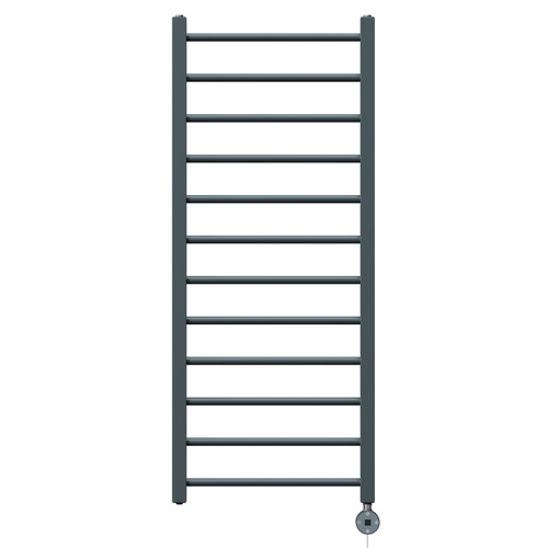 Cannes Anthracite Round Bar Digital Thermostatic Electric Heated Ladder Rail Front View