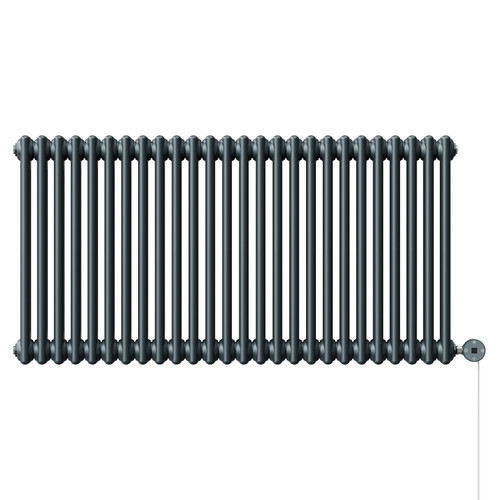 Copenhagen Horizontal Anthracite Digital Thermostatic Electric Double Column Radiator Front View