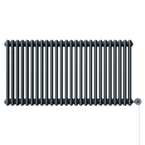 Copenhagen Horizontal Anthracite Digital Thermostatic Electric Triple Column Radiator Front View