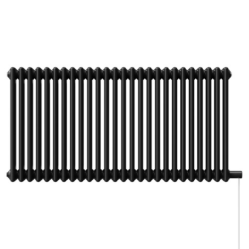 Copenhagen Horizontal Matt Black Electric Triple Column Radiator Front View