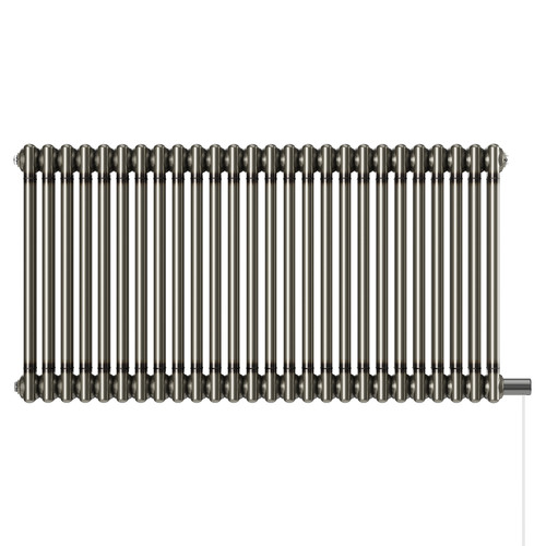 Copenhagen Horizontal Raw Metal Electric Double Column Radiator Front View