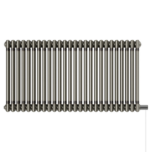 Copenhagen Horizontal Raw Metal Electric Triple Column Radiator Front View