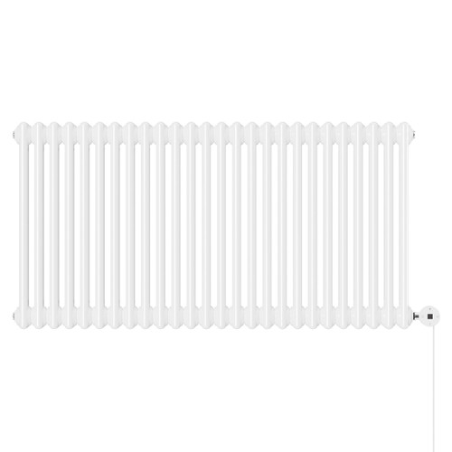 Copenhagen Horizontal White Digital Thermostatic Electric Double Column Radiator Front View