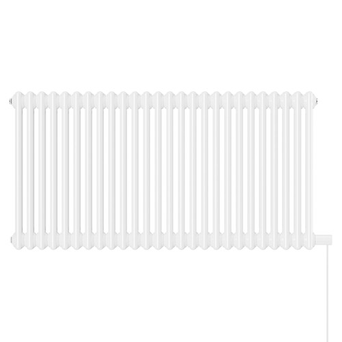Copenhagen Horizontal White Electric Double Column Radiator Front View