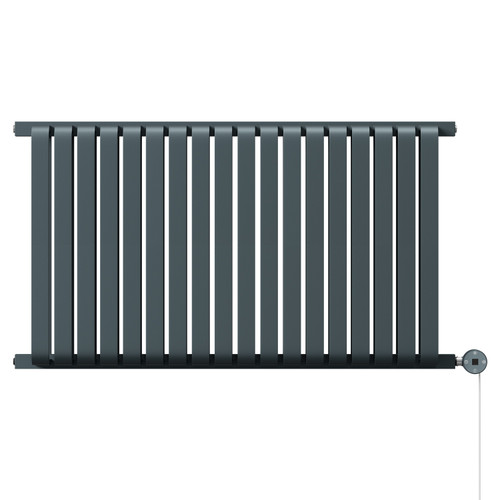 Eindhoven Vertical Anthracite Digital Thermostatic Electric Double Panel Radiator Front View