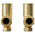 Alves Round Brushed Brass Angled Radiator Valves Front View