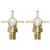 Alves Cross Head Brushed Brass Angled Traditional Radiator Valves Top Down View