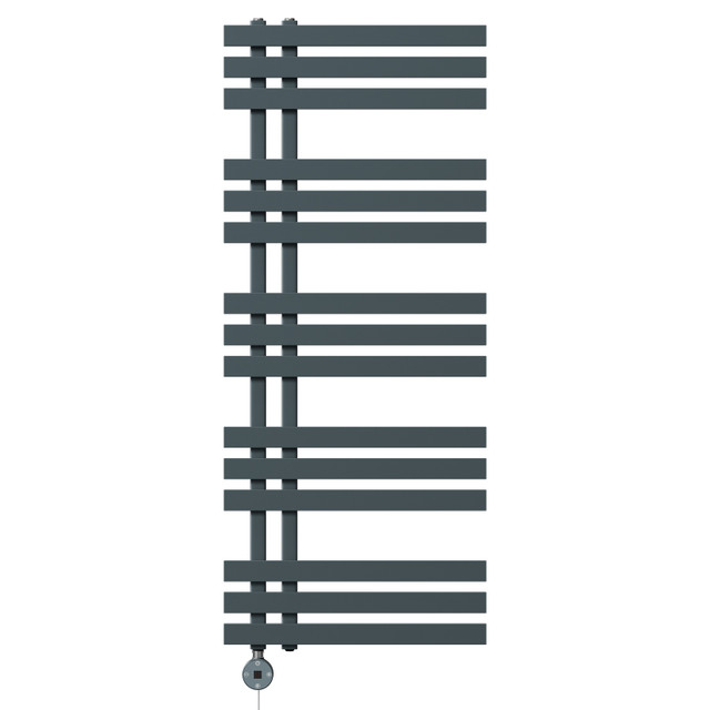 Helsinki Anthracite Straight Digital Thermostatic Electric Heated Towel Rail Front View