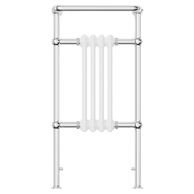 Belgravia White and Chrome 950mm x 480mm Traditional Double Column Towel Radiator Front View