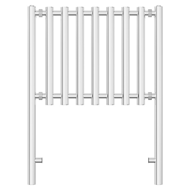 Dawson Chrome 800mm x 600mm Round Bar Floor Mounted Radiator Front View